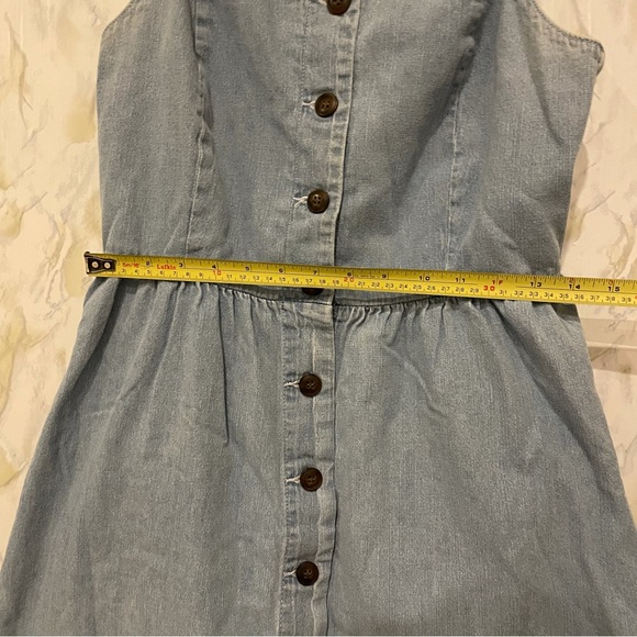 Vero Moda medium chambray blue denim button dress pockets neutral 100% cotton - Picture 6 of 10